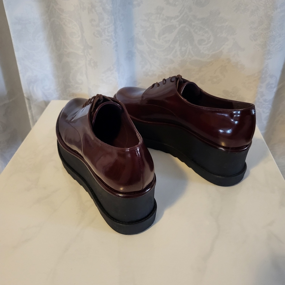 Stuart Weitzman Kent Platform Oxford, Women Shoes Size 9M, Color Burgundy - Picture 2 of 12